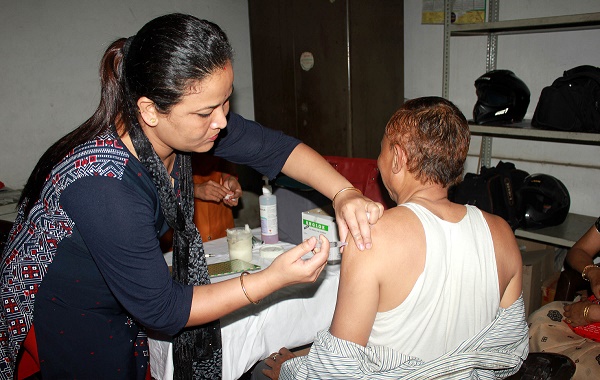 A Hepatatis-B vaccine camp being organized by Dispur Hospital at Guwahati Press Club on Saturday.